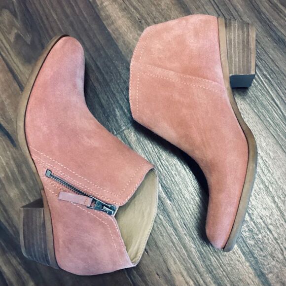 Suede Ankle Booties Blush Suede Booties Blush Ripley Ridged-Sole